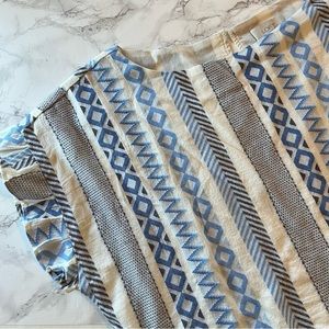 NWT Loft Outlet Blue and White Aztec Dress